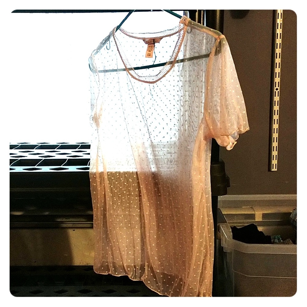 Sheer shirt with polka dots